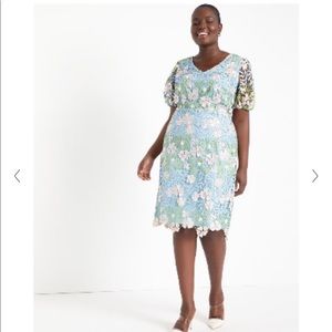 NWT Sz 20 Eloquii Floral Lace Puff Sleeve Dress